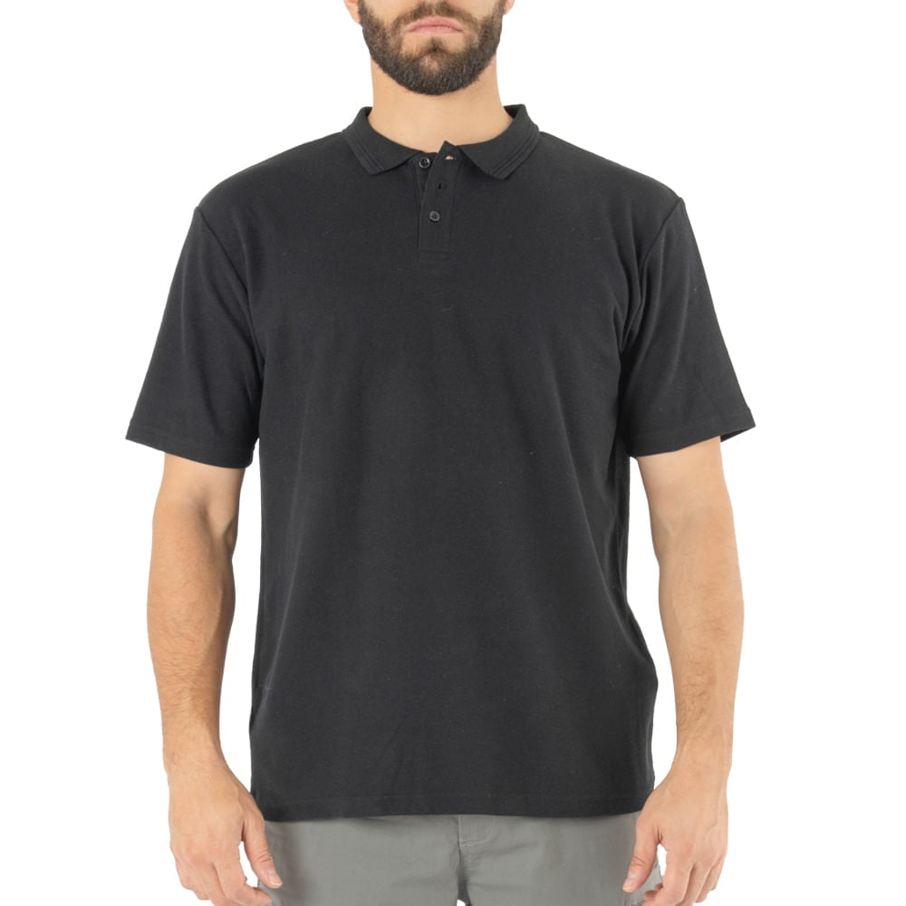 Polera Pique Quebec Manga Corta Negro Hombre