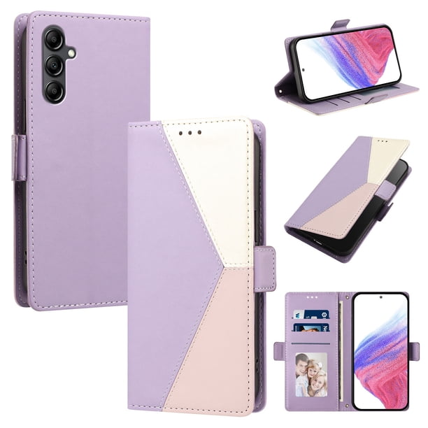 Funda Cartera Tricolor para Samsung Galaxy A35 5G con Soporte, Morado