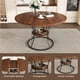 thumbnail image 3 of 43 inch Round Dining Table for 4-6, Expandable Farmhouse Kitchen Table with Storage Shelf & Metal Base, Brown & Black Extendable Wood Table from 43 to 59 inch, Large Round Table for Home (No Chairs), 3 of 3