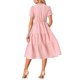 thumbnail image 3 of INSPIRE CHIC Vestido Midi de Cuadros para Mujer con Cuello en V, Manga Corta, Vestido de Verano con Volantes y Detalle de Botones Rosa S, 3 of 6