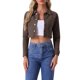 thumbnail image 1 of INSPIRE CHIC Chaqueta de Mezclilla Recortada Lavada de Primavera Verano con Botones y Cuello Desgastado para Mujer, Café XL, 1 of 6