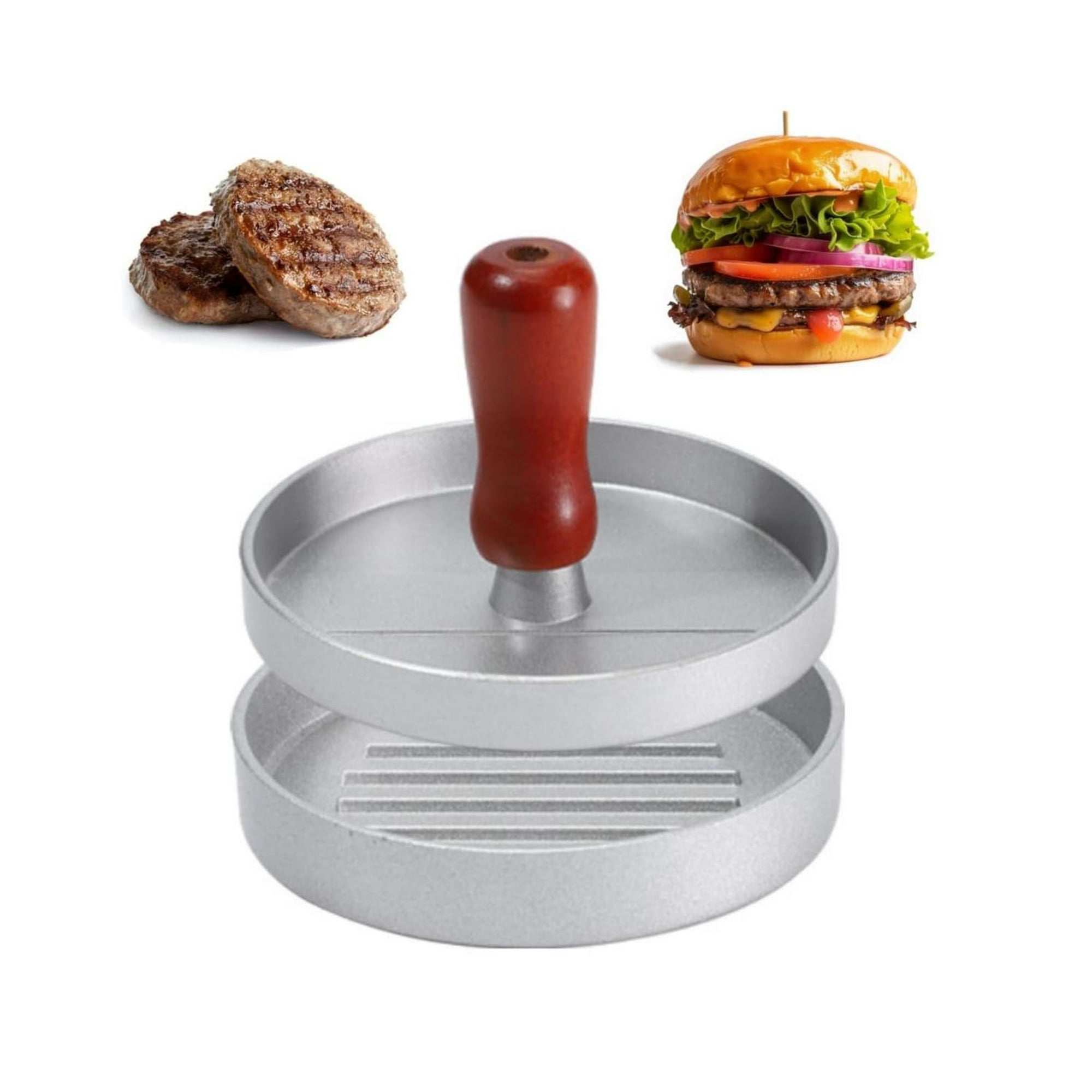 Genérico - Prensa Y Molde Para Hamburguesas Individual Plateado