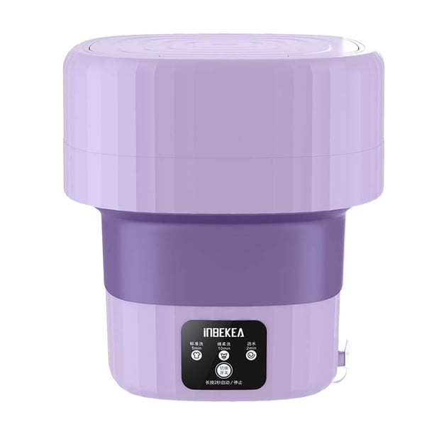 Lavadora plegable Lavadora de ropa portátil 2 modos 12V Accesorios prácticos Lavadora pequeña Mini Lavadora de cubo para apartamento Lavandería Viaje Violeta