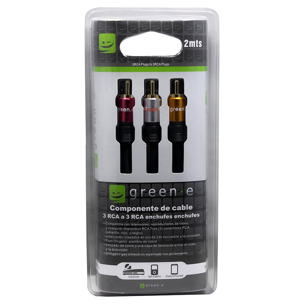 Green E - Cable Rca Audio Stereo - Video / 2 Metros