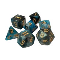 Bothyi - 7 Piezas De Dados Poliédricos De Doble Color D6 D4 D8 D10 (00-90 Y 0-9) D12 D20 Azul Negro