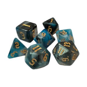 Bothyi - 7 Piezas De Dados Poliédricos De Doble Color D6 D4 D8 D10 (00-90 Y 0-9) D12 D20 Azul Negro
