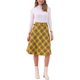 thumbnail image 2 of INSPIRE CHIC Faldas a Cuadros para Mujer Regreso a Clases con Cinturón de Cintura Alta Falda Línea A de Largo Medio Amarillo Oscuro M, 2 of 6