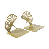 Magideal - 2 Piezas Ginkgo Leaf Bookend Book Stopper Para Libros Pesados Organizador De Libros De Soporte De Figuras Decorativas Para El Escritorio De Casa De