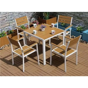 Velazio - Juego De Comedor Cuadrado 80 Cm Terraza, Restaurante, Exteriores 4 Personas Resistente Al Sol Y Agua Marrón