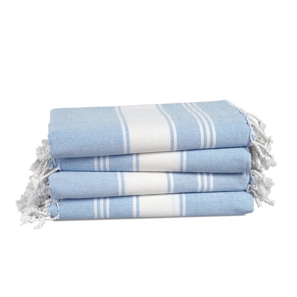 Toalla de playa LANE LINEN de gran tamaño, paquete de 4 unidades, 39 x 71 cm, azul cielo