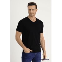 Home Fashion - Polera Hombre Manga Corta Cuello Redondo Negro Talla M
