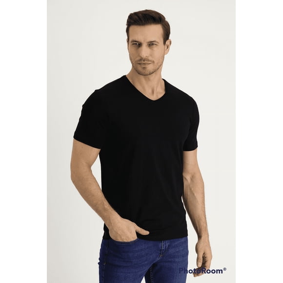 Polera Hombre Manga Corta Cuello Redondo Negro Talla S