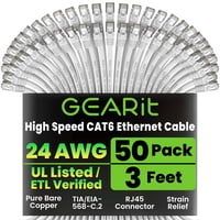 Cable Ethernet Gearit Cat6 Paquete De 50 Unidades 0.9 M Rj45 Dorado