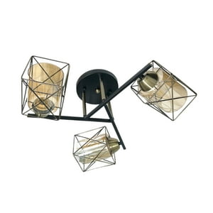 Hb Led - Lámpara De Techo Triple Geométrica Pantalla Vidrio E-27 Ampolleta Fría
