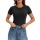 thumbnail image 1 of ATHLECHIC Camisetas Básicas de Verano para Mujer Crop Tops de Manga Corta con Costuras Cuello Redondo Ajustado Tops de Entrenamiento Y2k Camisetas S Negro, 1 of 5