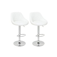 Habita2 Chile - Pack 2 Sillas De Bar Tapizado En Ecocuero Dani - Blanco