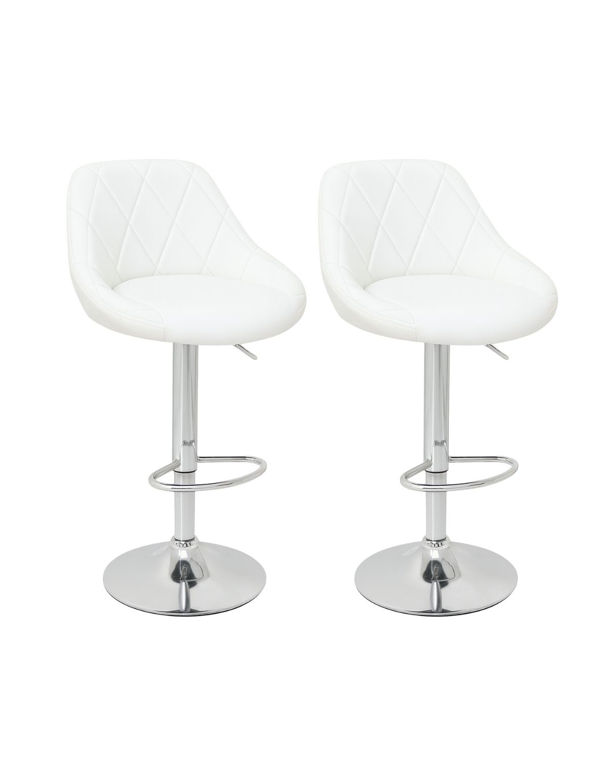 Habita2 Chile - Pack 2 Sillas De Bar Tapizado En Ecocuero Dani - Blanco