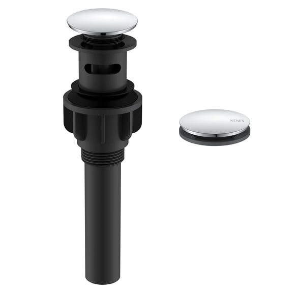 Desagüe para lavabo de baño KENES cromado con rebosadero y sistema antiobstrucción