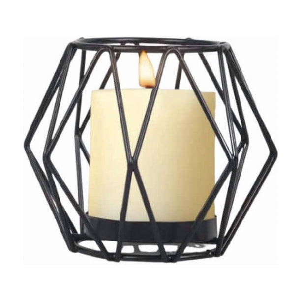 Candelabro Geométrico Minimalista De Hierro Decorativo Negro