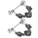 thumbnail image 2 of 1 Par De Punk De Acero Inoxidable Rose Flower Dangle Barbell Shield Ring 14g, 2 of 5