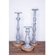 thumbnail image 1 of Juego de 3 portavelas con forma de pilar de madera y metal envejecido, 1 of 2