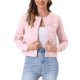 thumbnail image 1 of INSPIRE CHIC Chaqueta Vaquera Recortada de Manga Larga sin Cuello con Botones para Mujer, Regreso a Clases, Rosa Pálido XS, 1 of 6