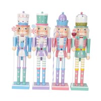 Magideal - 4 Piezas Adornos De Cascanueces De Navidad Muñeco De Cascanueces De Madera Estatuas Decorativas Marionetas Para Estantes Decoración Del Hogar Festival M