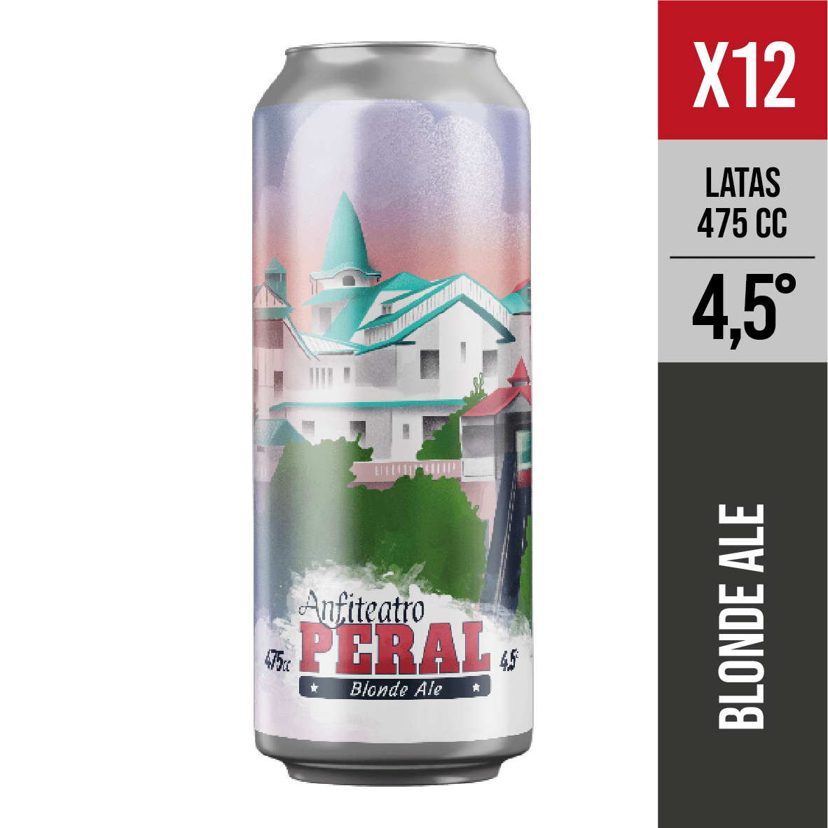 Anfiteatro - Pack X12 Peral, 4,5° (blonde Ale) - Cerveza Artesanal Valparaiso - 475 Ml