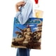 thumbnail image 4 of Sandland Bolso de tela con estampado de lienzo para mujer, bolsa de compras reutilizable y estética, con cremallera interior, regalo para mujer, 35 × 40 cm., 4 of 6