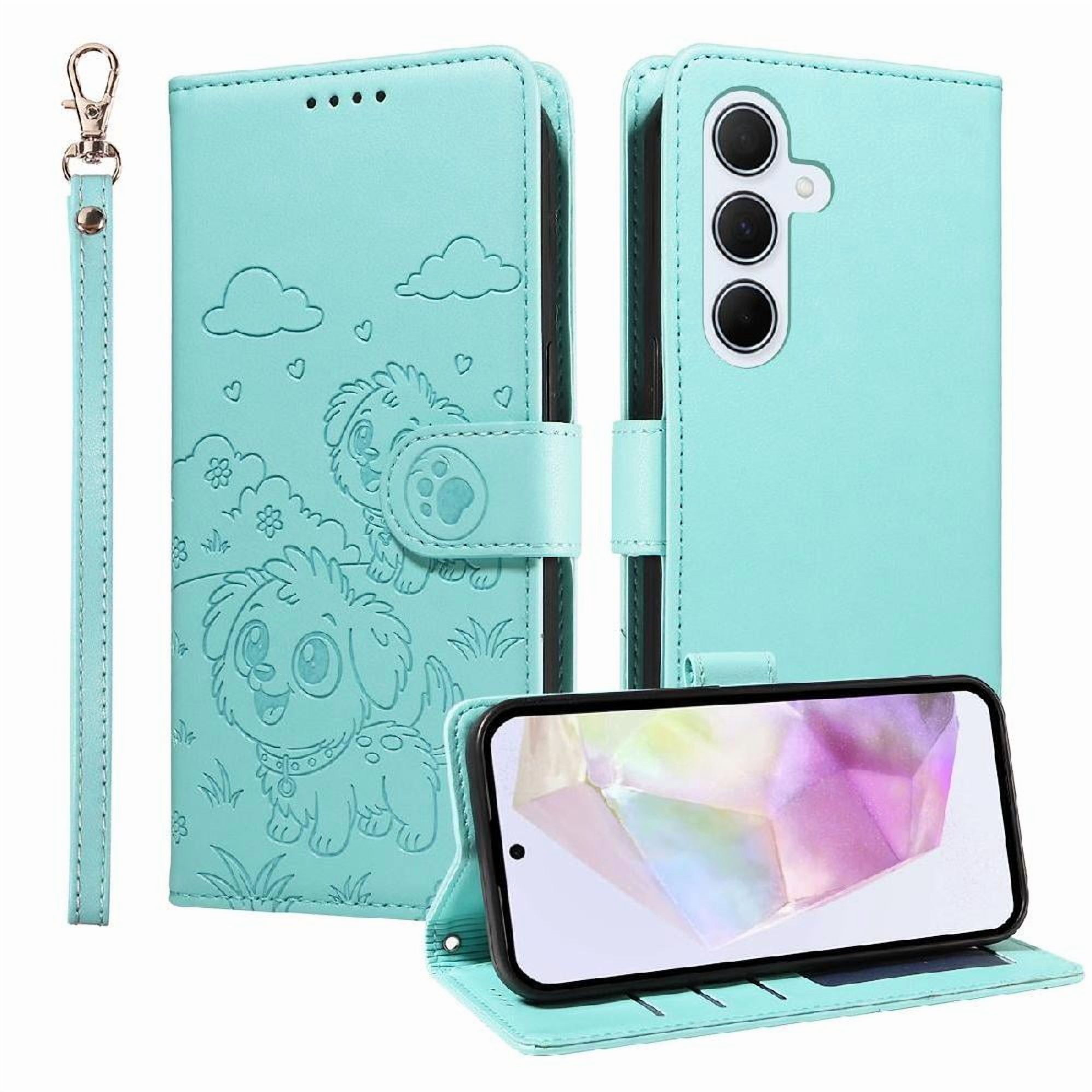 Funda Billetera Foxdock Compatible Con Samsung Galaxy A35 5G, Diseño Perrito Tierno, Ranuras Para Tarjetas Y Soporte Plegable
