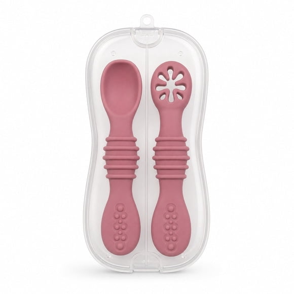 Set de cucharas de silicona para bebé color Terracota