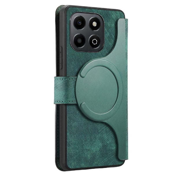 Funda Billetera Magnética para Honor X6B Soporte Tarjetas Desmontable Verde