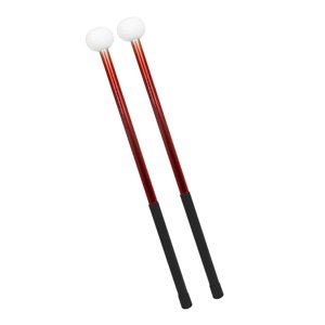 Magideal - 2X Palos De Tambor De Práctica De Juego, Martillo De Tambor De Aleación, Práctico Y Resistente Cabezal De Fieltro, Palos De Timbales Para Educación , Rojo