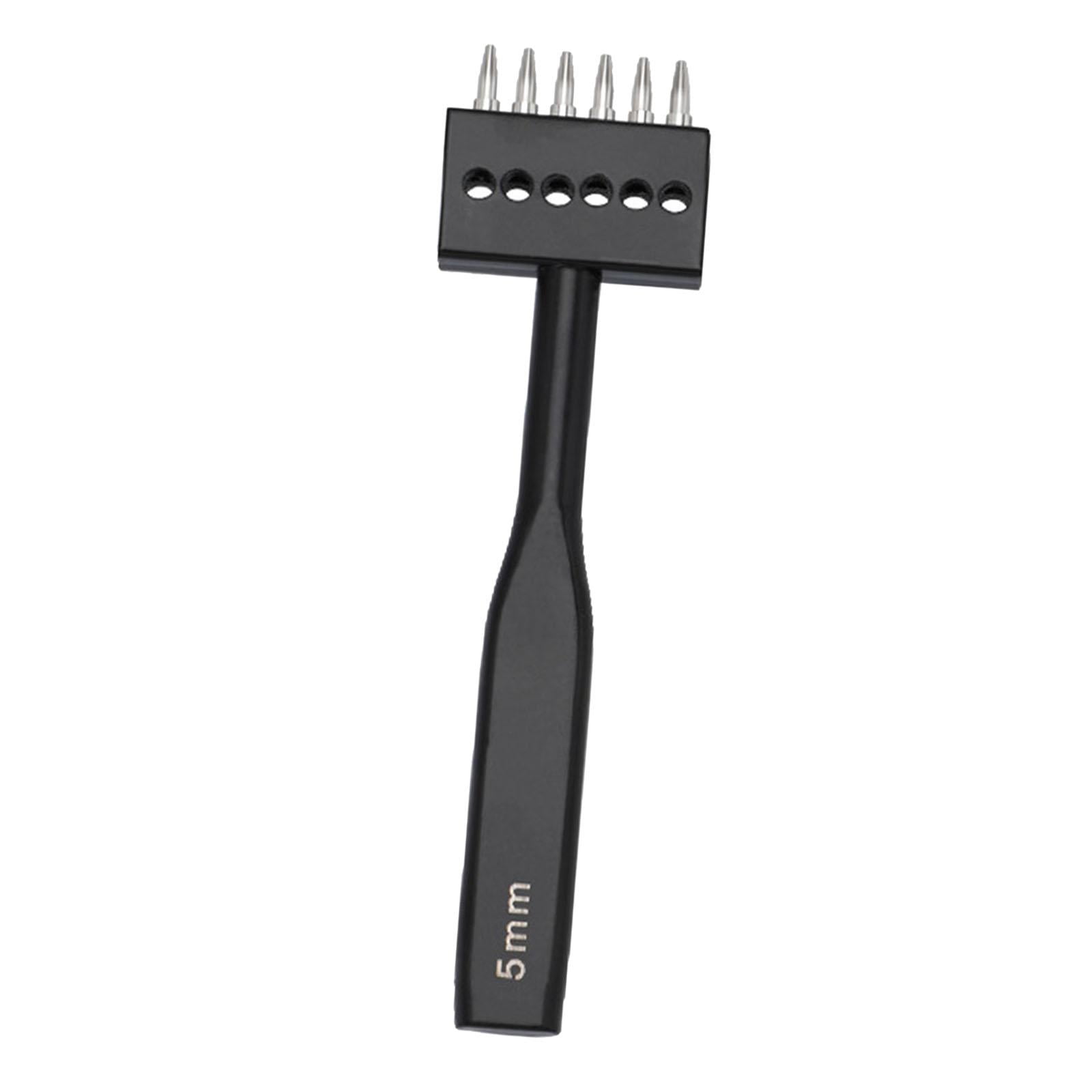 Magideal - Herramienta De Costura De Punguer De Cuero Herramienta De Costura De Cuero Portátil Portátil De 5 Mm Herramienta De Perforación De Agujero Redondo De 6 Diente