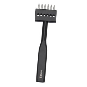 Magideal - Herramienta De Costura De Punguer De Cuero Herramienta De Costura De Cuero Portátil Portátil De 5 Mm Herramienta De Perforación De Agujero Redondo De 6 Diente