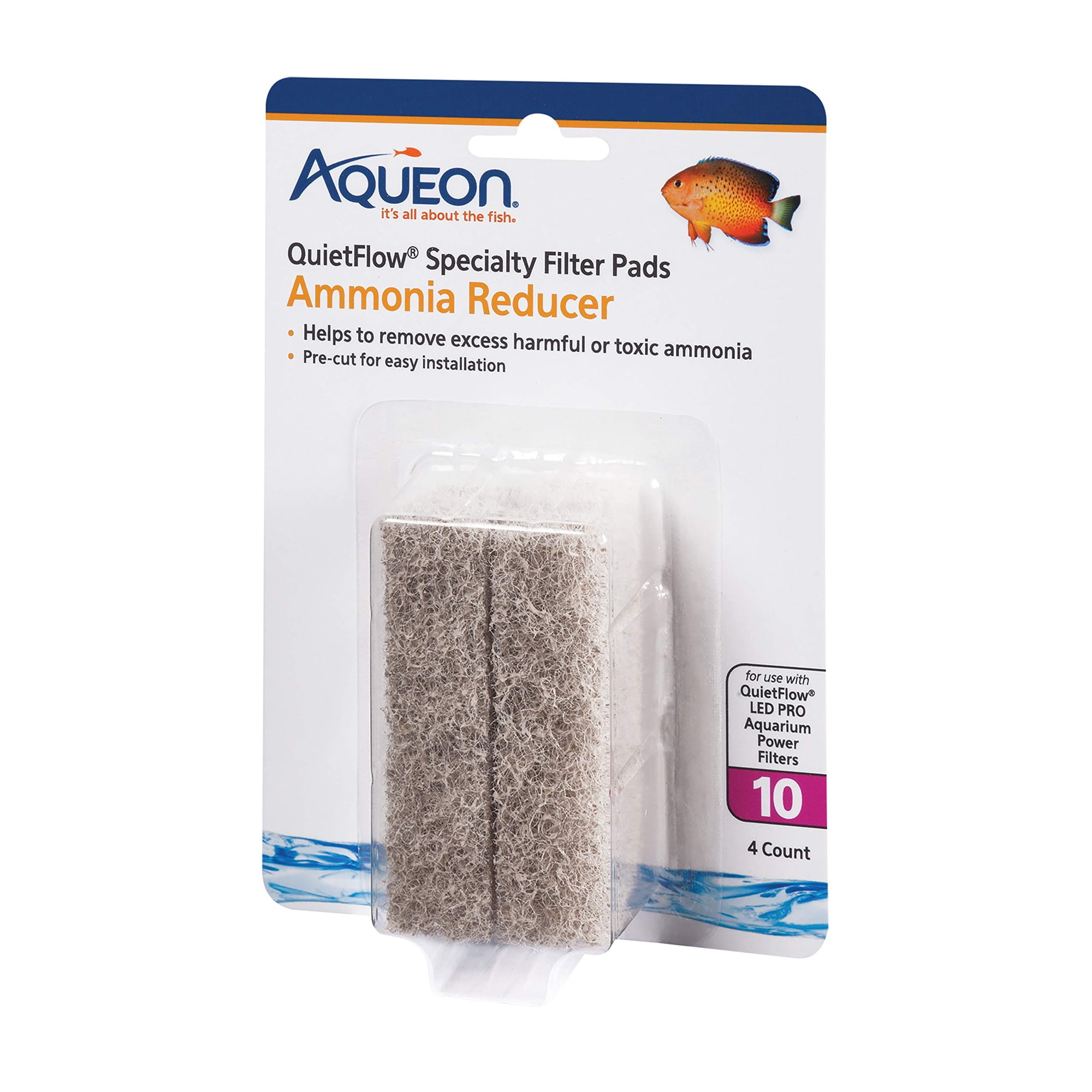 Almohadillas de filtro Aqueon QuietFlow LED PRO reductor de amoniaco, 4 unidades
