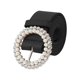 thumbnail image 1 of INSPIRE CHIC Cinturón de Hebilla de Diamantes de Imitación y Perlas para Mujer, Elegante Cinturón Delgado de Cuero PU para Vestidos, Pantalones y Faldas 41.7x1.4" Negro, 1 of 6
