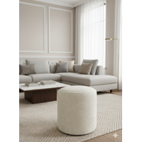 Muebles New - Puff Redondo Crudo Lino