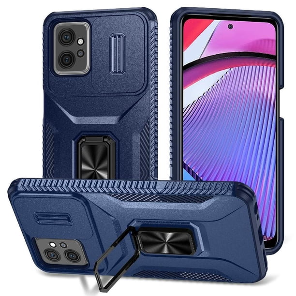 Funda Armada para Motorola Moto G Power 2023 con Tapa Deslizante y Soporte Magnético Giratorio Azul