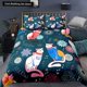 thumbnail image 1 of Cat Flowers Duvet Cover Cartoon Kitty Floral Bedding Set for Kids Lovely Animals Black Polyester Quilt Cover Bed Sheets, 1 of 5