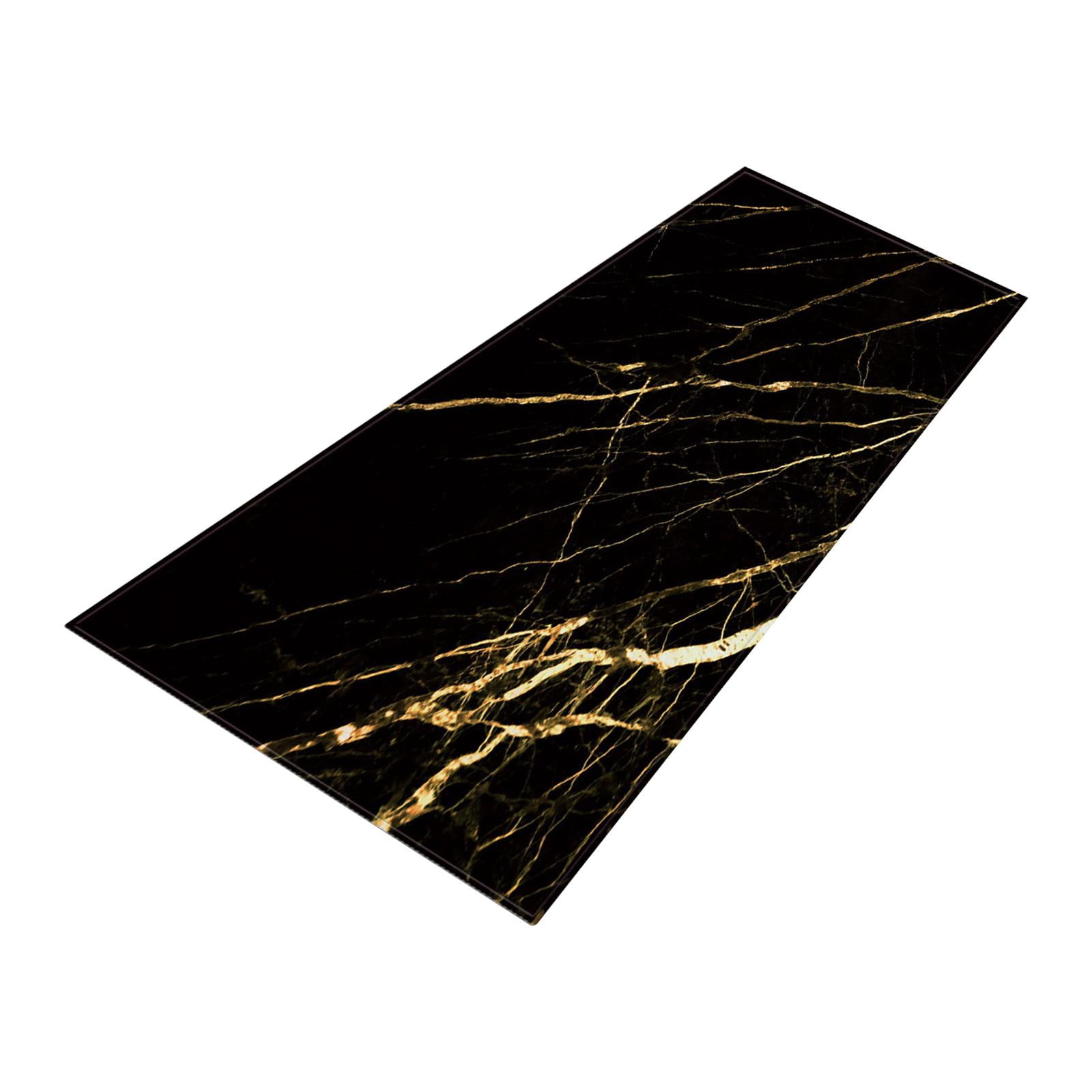 Bothyi - Alfombra De Piso De Mármol Alfombra De Puerta Alfombra Larga Alfombra Entrada Felpudo Negro Dorado