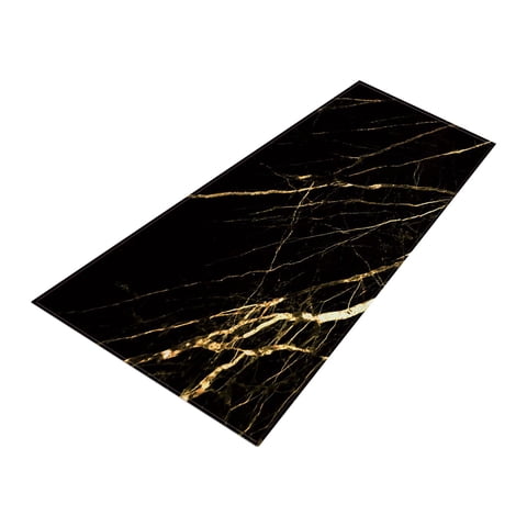Bothyi - Alfombra De Piso De Mármol Alfombra De Puerta Alfombra Larga Alfombra Entrada Felpudo Negro Dorado