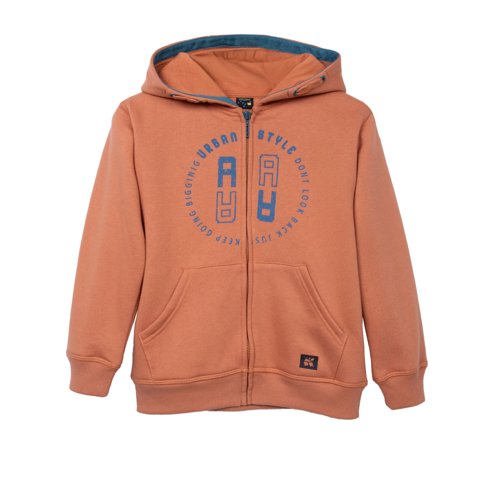 Pillin - Polerón Niño Estampado Con Cierre Y Gorro Café