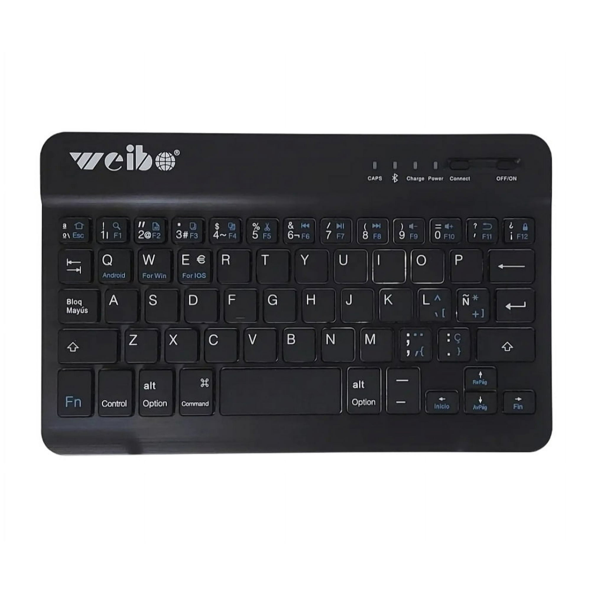 Weibo - Teclado Inalambrico Bluetooth Negro Para Tablet Y Smartphone