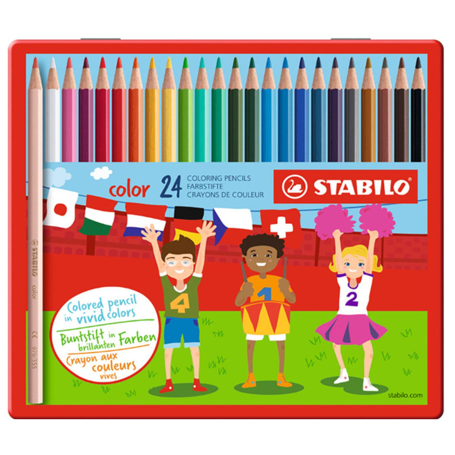 Rhein - Set 24 Lápices De Colores - Caja Metálica Blanco