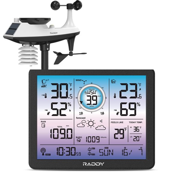 Estación Meteorológica Raddy VP7 5‑en‑1 Inalámbrica 19 cm