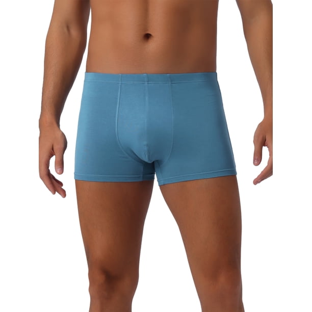 Ropa Interior para Hombre INSPIRE CHIC Color Sólido Cintura Elástica Suave Bóxers para Uso Diario 34 Azul