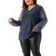 thumbnail image 4 of Agnes Orinda Trajes de Halloween para Mujeres Tallas Grandes Escuela Colegio Brillante de Piedras de Imitación Transparente Manga Larga Blusa con Cuello en V 3X Azul, 4 of 6