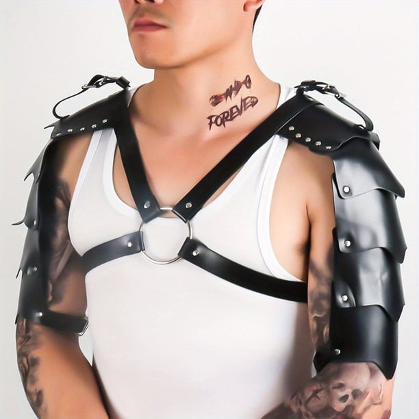 Gothic Leather Bondage Harness for Men - Shoulder Chest Harness with Corset Design for Sexy and Seductive Look