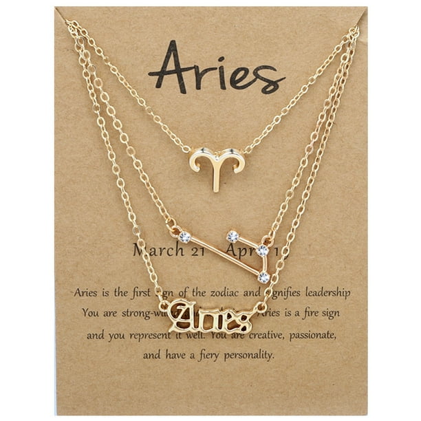 Gorgeous 3-Pack Zodiac Alphabet Symbols Rhinestone Clavicle Chain Necklaces